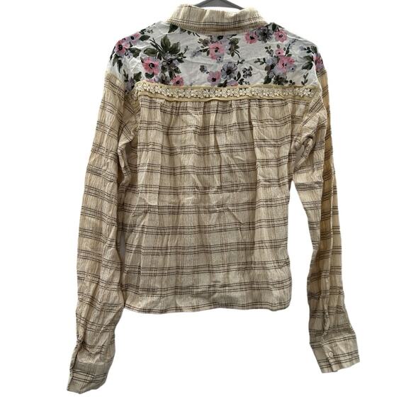 POL Cream Multicolor Floral Cotton Long Sleeve Button Down Shirt Size S - Picture 4 of 8